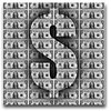 Dollar sign overlaid with dollar bills